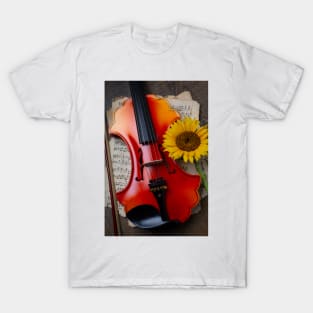 Summer Sunflower And Baroque Violin T-Shirt